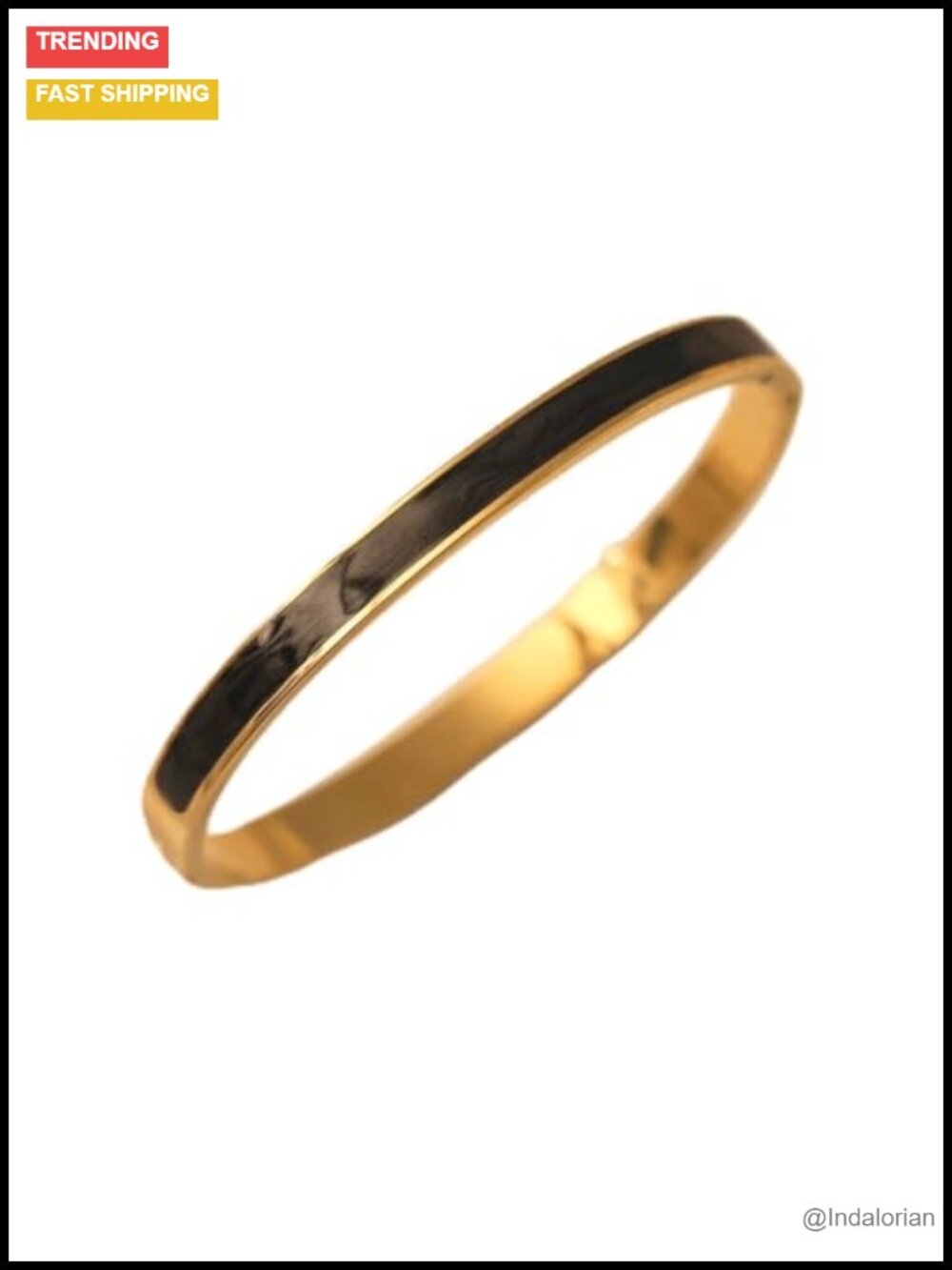 18K Gold-Plated Stainless Steel Epoxy Pearlescent Bracelet Bangle for Women